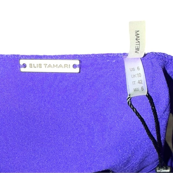 Elie Tahari Lourdes Dress | Size 6 | Blue V-Neck Flutter Sleeve NWT $398 - Picture 8 of 10